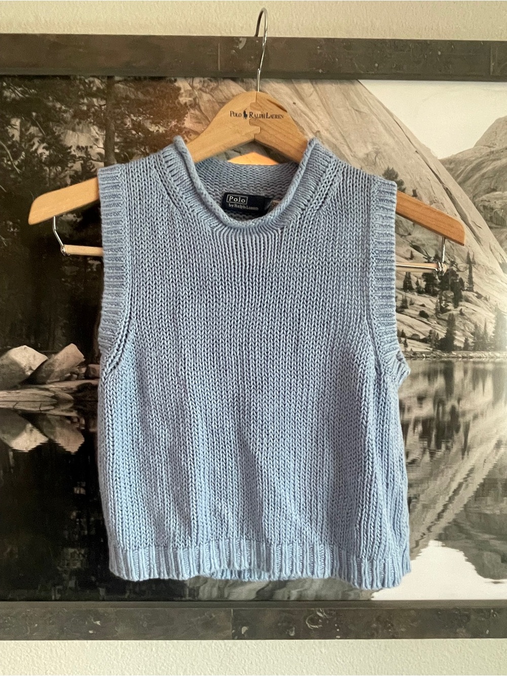 Polo by Ralph Lauren Light Blue Linen Blend Knit Crop Sweater Tank